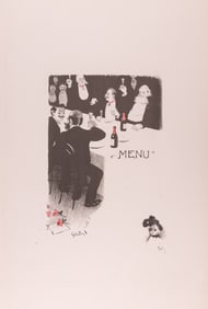 4 ANTIQUE MENU LITHOGRAPHS