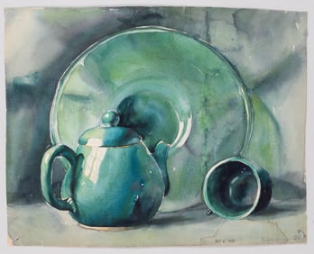 4 ORIGINAL ART SCHOOL WATERCOLOR PAINTINGS