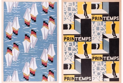 2 ORIGINAL GRAPHIC DESIGN PAINTINGS