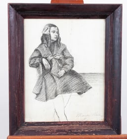 ORIGINAL CHARCOAL DRAWING OF A WOMAN
