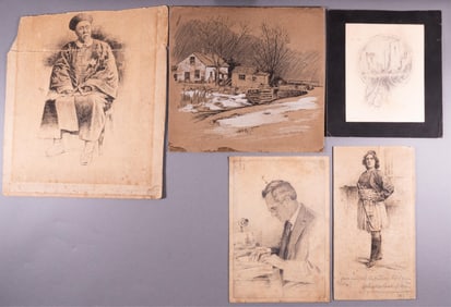 4 WILLIAM H CHANDLEE ORIGINAL DRAWINGS AND PRINTS
