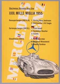 1955 MERCEDES-BENZ MILLE MIGLIA RACE POSTER ANTON STANKOWSKI