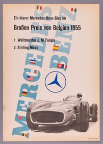 1955 MERCEDES BENZ BELGIAN RACE POSTER ANTON STANKOWSKI