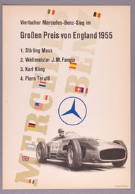 1955 MERCEDES BENZ ENGLAND RACE POSTER ANTON STANKOWSKI