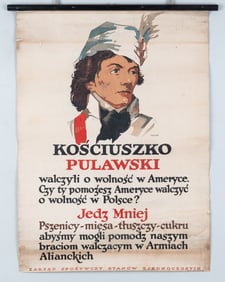 TADEUSZ KOSCIUSZKO WWI POLISH US FOOD BOARD POSTER