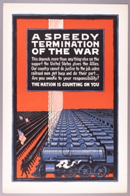 SPEEDY TERMINATION OF THE WAR ERNEST HAMLIN BAKER POSTER