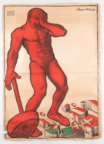VINTAGE HUNGARIAN PROPAGANDA POSTER MILTIADES MANNO