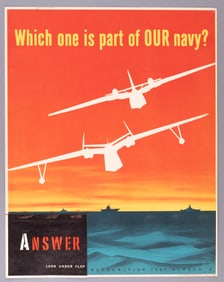 WWII PLANE RECOGNITION TEST POSTER PART OF OUR NAVY
