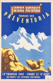 2 WWII FRENCH LOTERIE NATIONALE POSTER