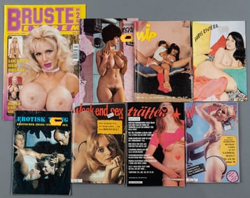 8 VINTAGE EUROPEAN X-RATED ADULT MAGAZINES