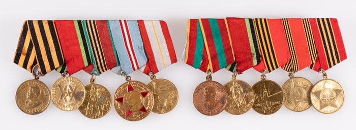 TWO SOVIET MEDAL BARS