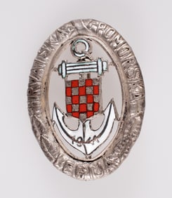 WWII CROATIAN NAVAL LEGION BADGE IN SILVER
