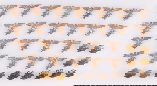 WWII GERMAN SA UNIFORM BUTTONS AND INSIGNIA [36 PIECES]
