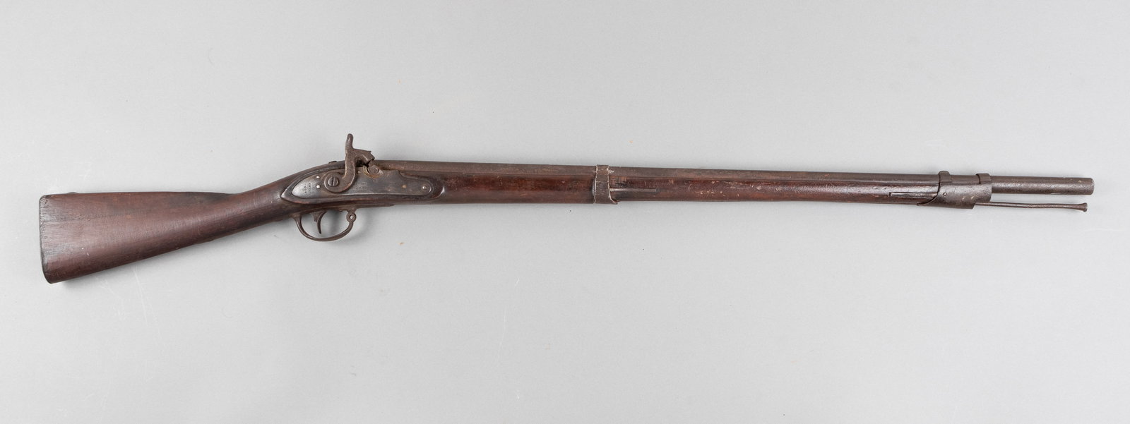 M1816 M.T. WICKHAM MUSKET CONVERTED TO PERCUSSION RIFLE: Model 1816 M.T. Wickham smooth bore musket, converted to a percussion cap rifle using the Belgian cone alteration method. Manufactured by M.T. Wickham in Philadelphia, 1836. Hammer cocking and trigger
