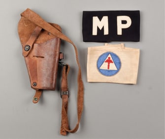 WWII US ARMBANDS AND LEATHER 1911 HOLSTER