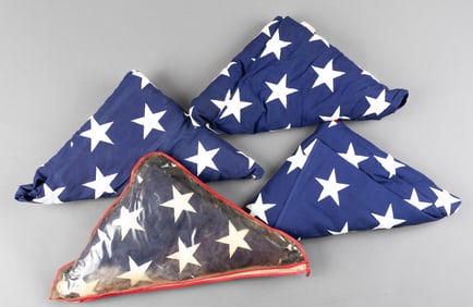 4 WWII AMERICAN STARS AND STRIPES FUNERAL SERVICE FLAGS