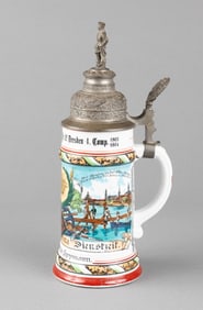 VINTAGE GERMAN PIONEER BATTALION 12 LITHOPHANE BEER STEIN