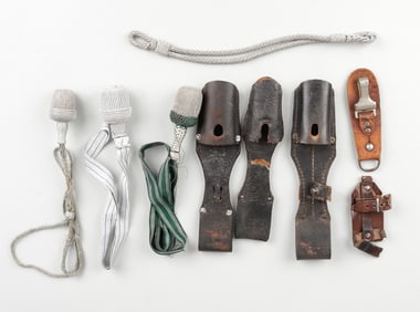 8 WWII LEATHER FROGS AND PORTEPEES