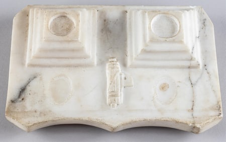 WWII ITALIAN MARBLE FASCES INK WELL HOLDER