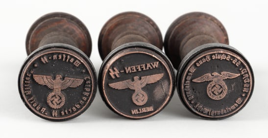 3 WAFFEN-SS WOODEN HANDSTAMPS