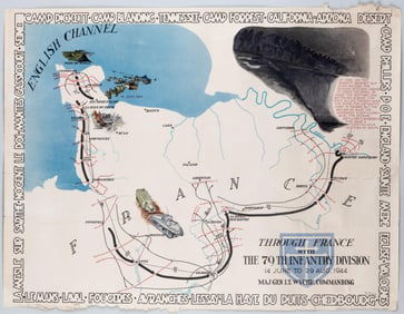 NORMANDY WWII INVASION PICTORIAL MAP