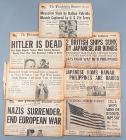 7 WWII US NEWSPAPERS