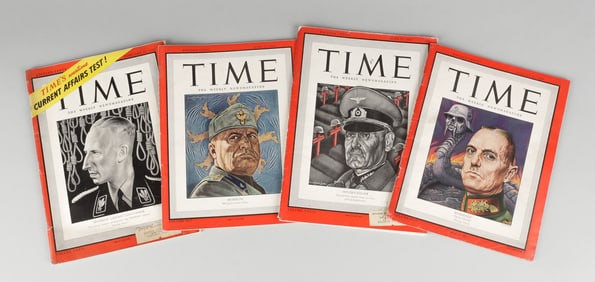 4 WWII TIME MAGAZINES WITH AXIS LEADERS ON THE COVERS
