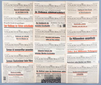 20X WWII VOLKISCHER BEOBACHTER NEWSPAPERS