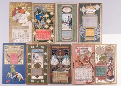 9 STROBRIDGE LITHO CO. CALENDAR CARDS