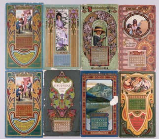 8 STROBRIDGE LITHO CO. CALENDAR CARDS