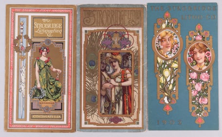 3 STROBRIDGE LITHO CO. COMPENDIUM CALENDAR CARDS