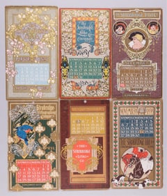 6 STROBRIDGE LITHO CO. CALENDAR CARDS 1898
