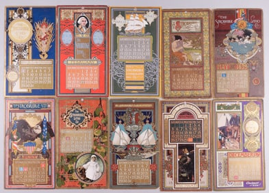 10 STROBRIDGE LITHO CO. CALENDAR CARDS 1899