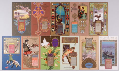 11 STROBRIDGE LITHO CO. CALENDAR CARDS 1902