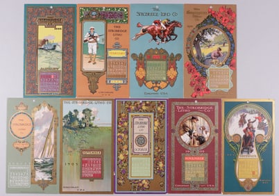9 STROBRIDGE LITHO CO. CALENDAR CARDS 1903