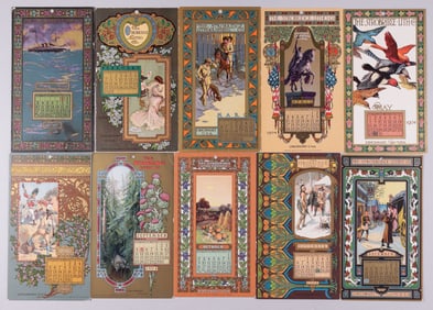10 STROBRIDGE LITHO CO. CALENDAR CARDS 1904