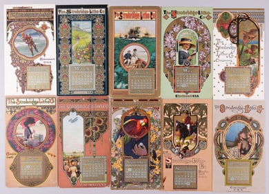 10 STROBRIDGE LITHO CO. CALENDAR CARDS 1911