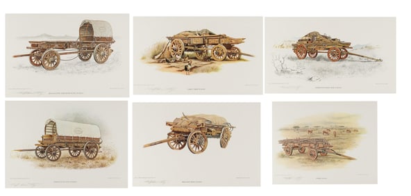 THE WORLD OF THE WAGON JEFF HUNTLEY SIGNED PRINTS