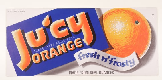 VINTAGE 1947 JU'CY ORANGE JUICE ADVERTISEMENT CARD