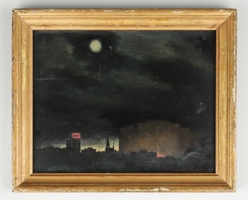 OIL PAINTING OF A NIGHT SKY IN THE CITY BY BECKWIRTH PRINCE