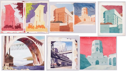 7 VINTAGE WATERCOLOR PAINTINGS