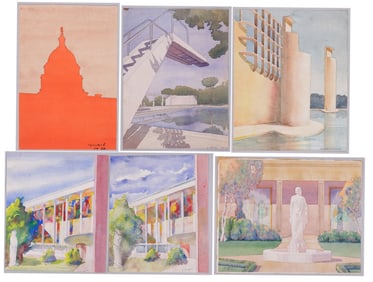 6 VINTAGE WATERCOLOR PAINTINGS