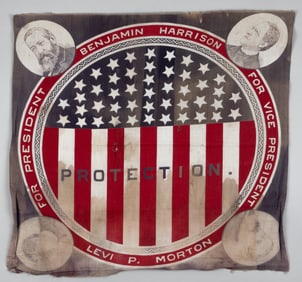 1888 BENJAMIN HARRISON PRESIDENTIAL CAMPAIGN BANDANA