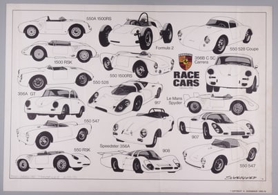 2 HOWARD SHOEMAKER PORSCHE RACE CAR POSTERS