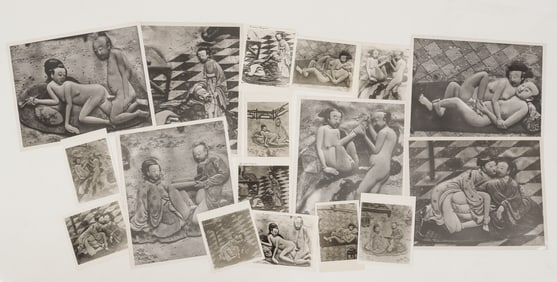 17 B/W PHOTOGRAPHS OF EROTIC ASIAN WALL SCULPTURES
