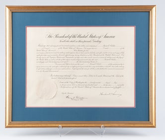 HERBERT HOOVER SIGNED FOREIGN SERVICE APPOINTMENT CERTIFICATE