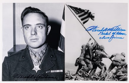 TWO HERSHEL WILLIAMS MOH AUTOGRAPHED PHOTOS