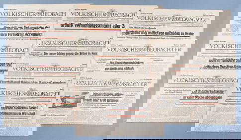 10X WWII VOLKISCHER BEOBACHTER NEWSPAPERS