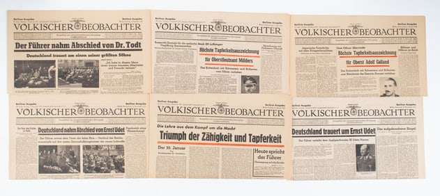 6X WWII VOLKISCHER BEOBACHTER NEWSPAPERS GERMAN HEROES