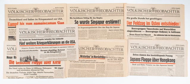 7X WWII VOLKISCHER BEOBACHTER NEWSPAPERS AXIS NEWS